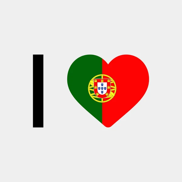 Amo Portugal País Bandeira Vetor Ícone Ilustração — Vetor de Stock