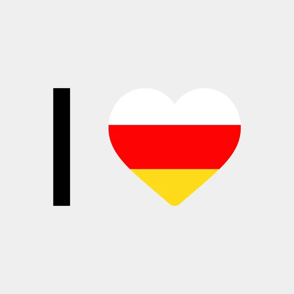 Ich Liebe Südossetien Land Flagge Vektor Symbol Illustration — Stockvektor