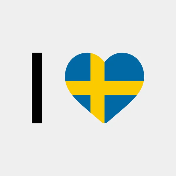 Szeretem Svédország Ország Zászló Vektor Ikon Illusztráció — Stock Vector