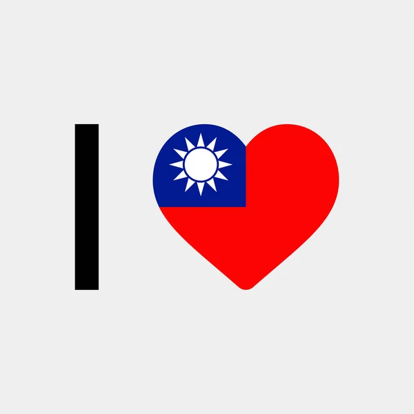 Love Taiwan Country Flag Vector Icon Illustration — Stock Vector
