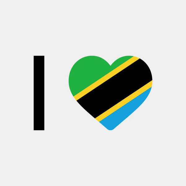 Люблю Прапор Танзанії Векторні Ілюстрації — стоковий вектор