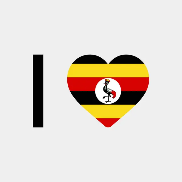 Jag Älskar Uganda Land Flagga Vektor Ikon Illustration — Stock vektor