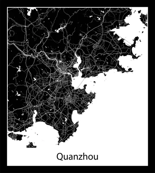 Minimalna Mapa Miasta Quanzhou Chiny Azja — Wektor stockowy