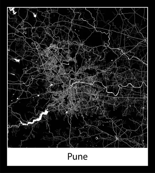 プーンの最小都市マップ インド アジア — ストックベクタ