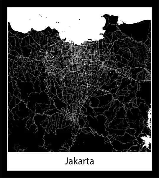 Peta Kota Terkecil Jakarta Indonesia Asia - Stok Vektor