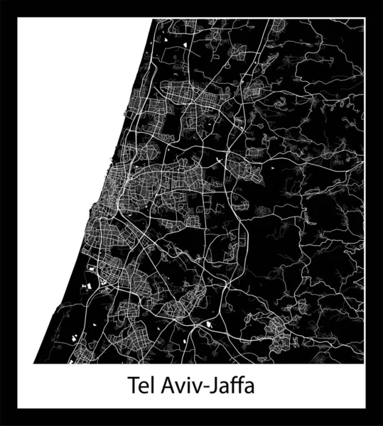 Tel Aviv Jaffa Nın Küçük Şehir Haritası Srail Asya — Stok Vektör