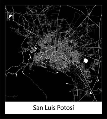 San Luis Potosi 'nin minimum şehir haritası (Meksika Kuzey Amerika)