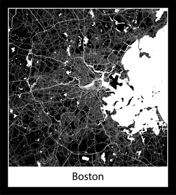 Boston şehir haritası (Amerika Birleşik Devletleri Kuzey Amerika)