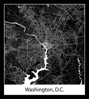 Washington, D.C. 'nin minimum şehir haritası (Birleşik Devletler Kuzey Amerika)