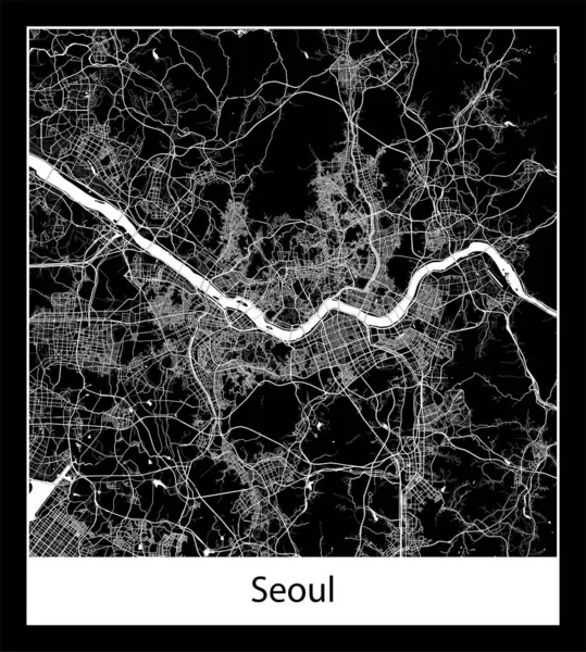 Minimal City Map Seoul South Korea Asia — Stock Vector