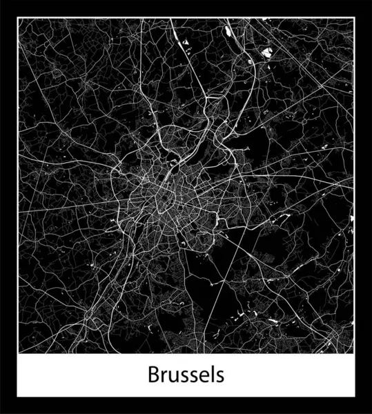 布鲁塞尔最低城市地图 比利时 — 图库矢量图片