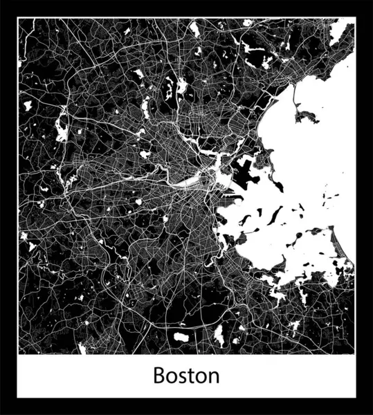Boston şehir haritası (Amerika Birleşik Devletleri Kuzey Amerika)