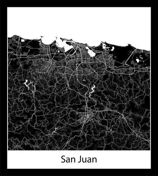 San Juan Minimum Şehir Haritası Porto Riko Kuzey Amerika Vektör Grafikler