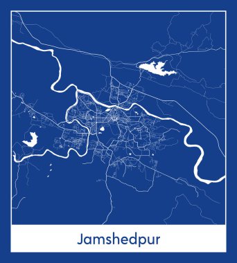 Jamshedpur Hindistan Asya Şehri haritası mavi baskı vektör çizimi