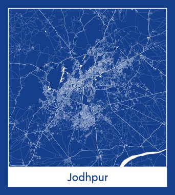 Jodhpur India Asia City map blue print vector illustration clipart