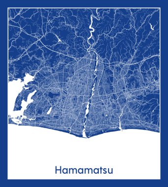 Hamamatsu Japonya Asya Şehri haritası mavi baskı vektör illüstrasyonu