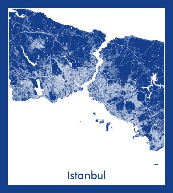 İstanbul Türkiye Avrupa Şehri haritası mavi baskı vektör illüstrasyonu