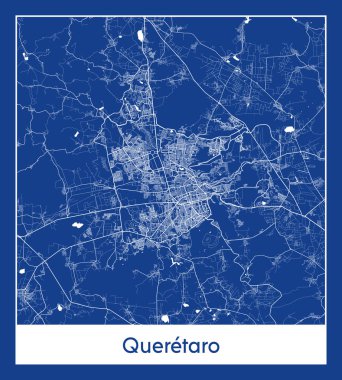 Queretaro Meksika Kuzey Amerika Haritası Mavi baskı vektör çizimi