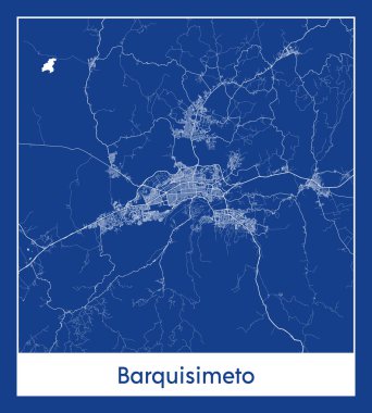 Barquisimeto Venezuela Güney Amerika Şehir Haritası Mavi İzli Çizim