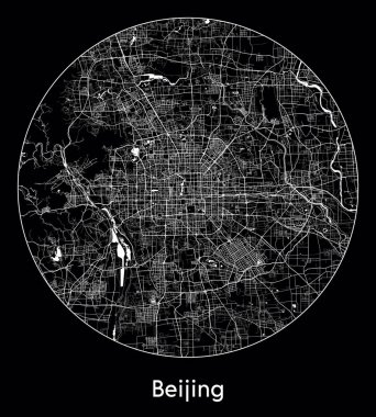 Şehir Haritası Pekin Çin Asya vektör illüstrasyonu