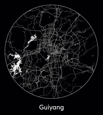Şehir haritası Guiyang Çin Asya vektör illüstrasyonu