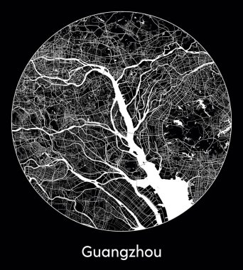 Şehir haritası Guangzhou Çin Asya vektör illüstrasyonu