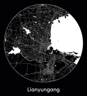 Lianyungang Çin Şehir Haritası Asya vektör illüstrasyonu