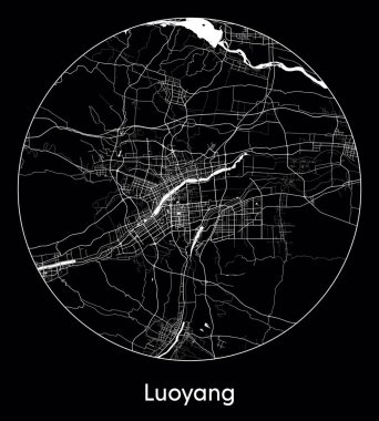 Şehir Haritası Luoyang Çin Asya vektör illüstrasyonu