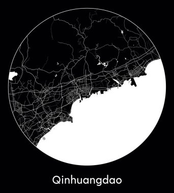 Şehir haritası Qinhuangdao Çin Asya vektör illüstrasyonu