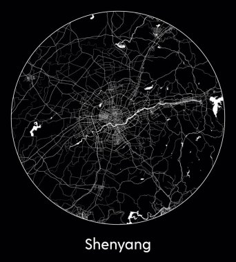 Şehir Haritası Shenyang Çin Asya vektör illüstrasyonu