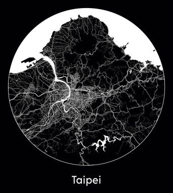 Şehir Haritası Taipei Çin Asya vektör illüstrasyonu