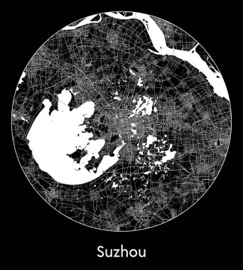 Şehir haritası Suzhou Çin Asya vektör illüstrasyonu