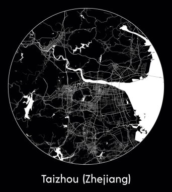 Şehir Haritası Taizhou (Zhejiang) Çin Asya vektör illüstrasyonu