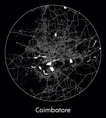 Şehir Haritası Coimbatore Hindistan Asya vektör illüstrasyonu