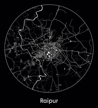 Şehir Haritası Raipur Hindistan Asya vektör illüstrasyonu