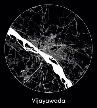 Şehir Haritası Vijayawada Hindistan Asya vektör illüstrasyonu