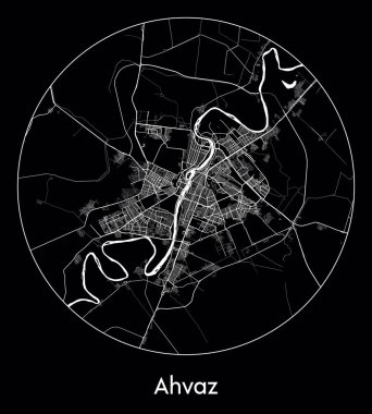 Şehir Haritası Ahvaz İran Asya vektör illüstrasyonu