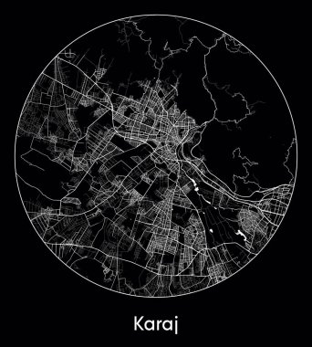 Şehir Haritası Karaj İran Asya vektör ilüstrasyonu