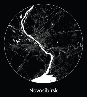 Şehir Haritası Novosibirsk Rusya Asya vektör illüstrasyonu