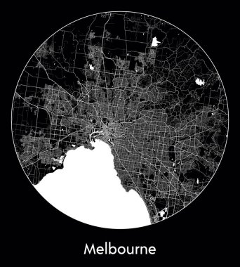 Şehir Haritası Melbourne Avustralya vektör illüstrasyonu