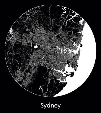 Şehir Haritası Sydney Avustralya vektör illüstrasyonu