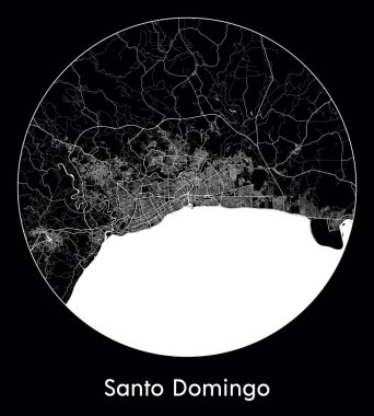 Şehir Haritası Santo Domingo Dominik Cumhuriyeti Kuzey Amerika vektör illüstrasyonu