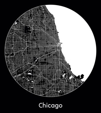 Şehir Haritası Chicago Birleşik Devletler Kuzey Amerika vektör illüstrasyonu