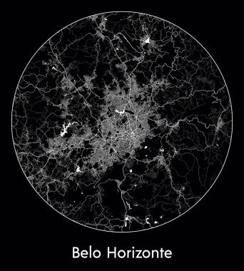 Şehir Haritası Belo Horizonte Brezilya Güney Amerika vektör illüstrasyonu
