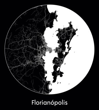 Şehir Haritası Florianopolis Brezilya Güney Amerika vektör illüstrasyonu