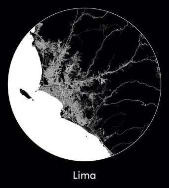 Şehir Haritası Lima Peru Güney Amerika vektör illüstrasyonu