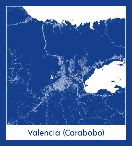 Valencia Carabobo Venezuela Güney Amerika haritası mavi iz çizimi