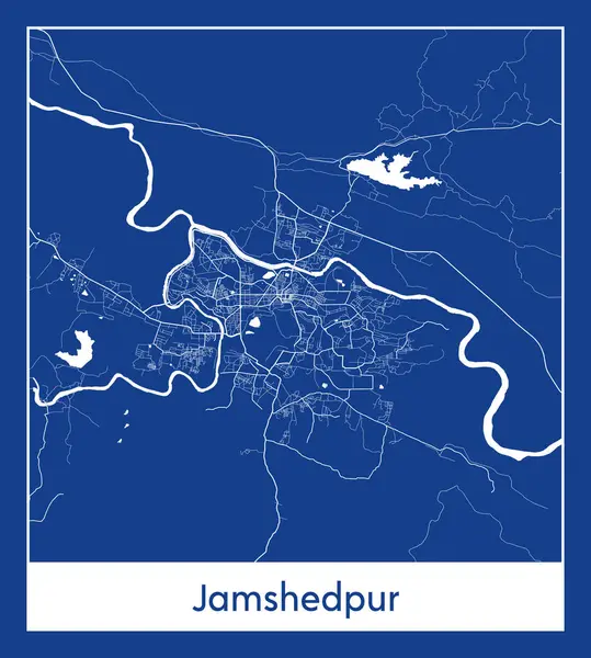 Jamshedpur インド アジアシティマップ ブループリント ベクター イラスト — ストックベクタ