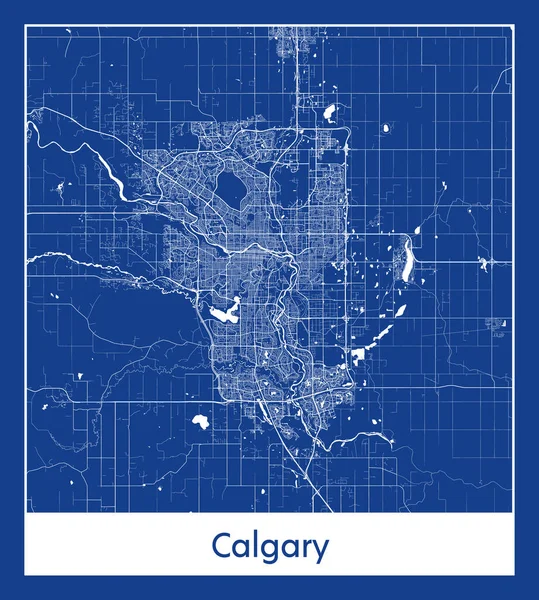 Calgary Kanada Kuzey Amerika haritası mavi baskı vektör çizimi