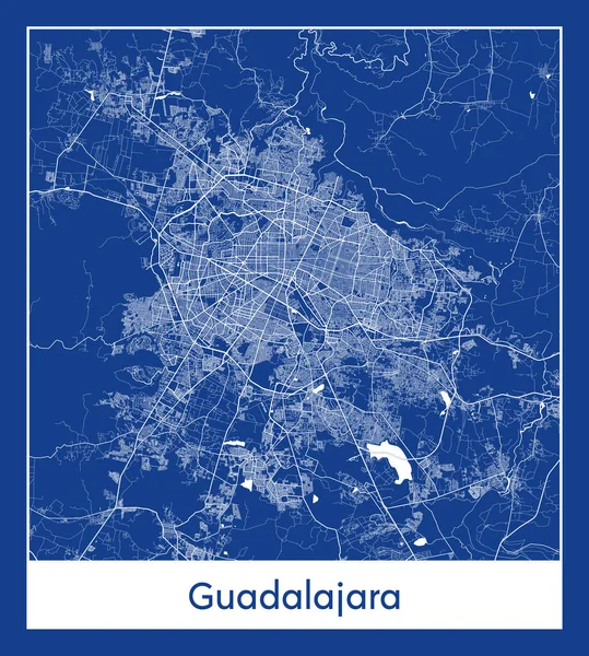 Guadalajara Meksika Kuzey Amerika haritası mavi baskı vektör çizimi